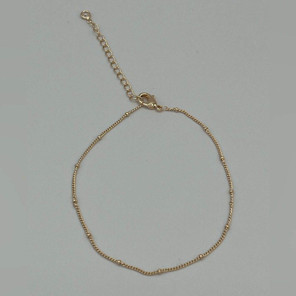 NIP Gold Tone Beaded Chain Ankle Bracelet